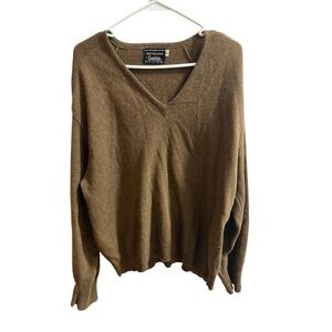 Aqualamb By Campus‎ Men's Vintage Wool Brown Vneck Sweater Size XL